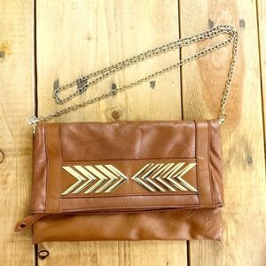 Imoshion Gold BrownFold-over‎ Bag Purse Arrows Cross Body Southwestern